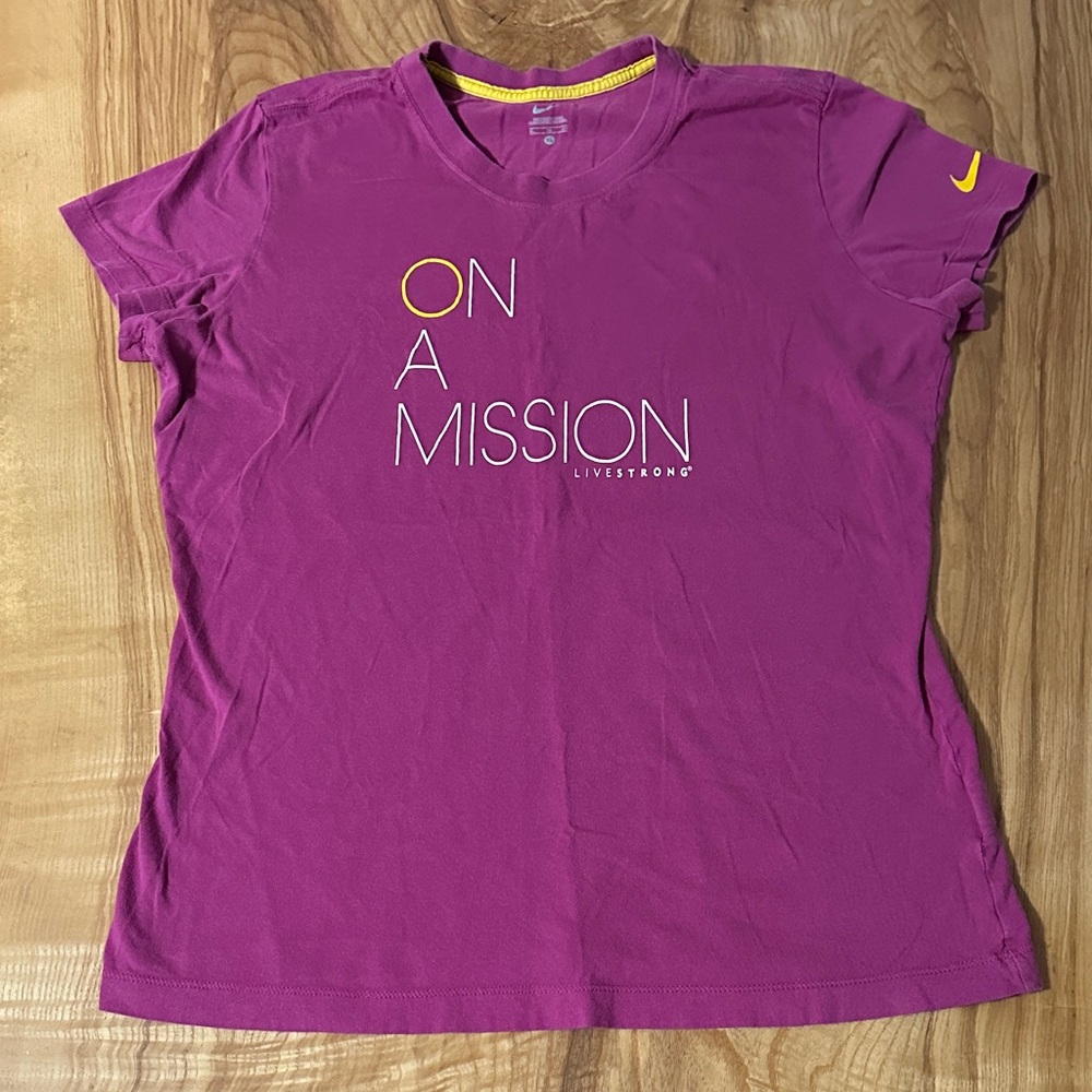 Nike Magenta 'On a Mission' Tee with Yellow Detail